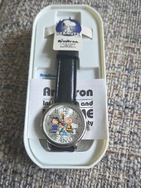 NEW Armitron Peanuts Character Watch - Black Strap with White Dial